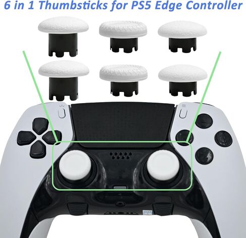 6 في 1 عصا تحكم قابلة للتبديل لوحدة تحكم PS5 Edge Dualsense، مجموعات عصا التحكم التناظرية لعصي التحكم، قطع غيار عصا التحكم لوحدة تحكم PS5 Edge Dualsense (أسود) in Saudi Arabia