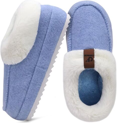 COFACE Womens Warm House Slippers Fuzzy Moccasin Winter Shoes Ladies Platform Thick Cushion Yoga Foam Lightweight Indoor Outdoor Hard Rubber Sole with Arch Support in Kuwait