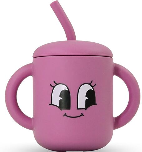 Fumiko Sippy cups for toddlers 1-3 – Adorable Personality Designs, Built-In Straw Lock, Easy-Grip Handles, (Smile Bug) in Saudi Arabia