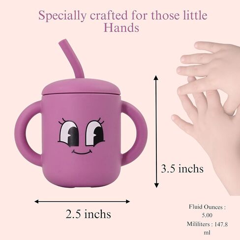 Fumiko Sippy cups for toddlers 1-3 – Adorable Personality Designs, Built-In Straw Lock, Easy-Grip Handles, (Smile Bug) in Saudi Arabia