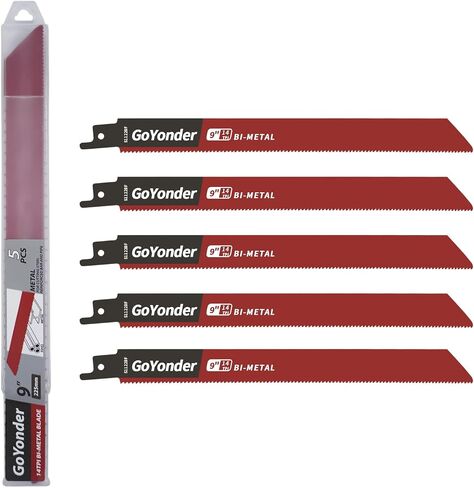 Goyonder المتبادلة شفرات المنشار 9 بوصة 14TPI شفرات المنشار للأنابيب المعدنية ، والصفائح المعدنية ، حديد التسليح ، شفرات المنشار ثنائية المعدن ترتدي مقاومة حادة لقطع المعادن مع علبة المنظم (10 حزم) in Saudi Arabia