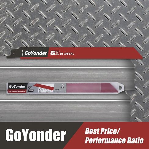 Goyonder المتبادلة شفرات المنشار 9 بوصة 14TPI شفرات المنشار للأنابيب المعدنية ، والصفائح المعدنية ، حديد التسليح ، شفرات المنشار ثنائية المعدن ترتدي مقاومة حادة لقطع المعادن مع علبة المنظم (10 حزم) in Saudi Arabia