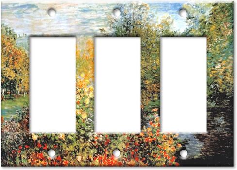 Art Plates - Monet: Stiller Winkle - Triple Toggle Switch Plate - (Made in USA) in Saudi Arabia