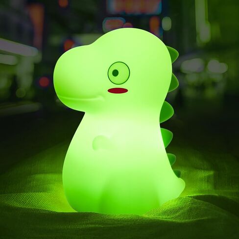 Vsaten Night Light for Kids Room ، ضوء ليلة ديناصور لطيفة مع 7 ألوان تغيير ، مصباح اللمس السيليكون ضوء ليلة ، مصباح السرير بجانب السرير القابل للشحن للرضاعة الطبيعية ، هدية للفتيان ، الأخضر in Saudi Arabia