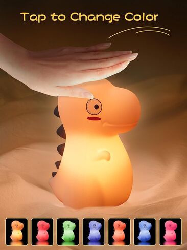 Vsaten Night Light for Kids Room ، ضوء ليلة ديناصور لطيفة مع 7 ألوان تغيير ، مصباح اللمس السيليكون ضوء ليلة ، مصباح السرير بجانب السرير القابل للشحن للرضاعة الطبيعية ، هدية للفتيان ، الأخضر in Saudi Arabia