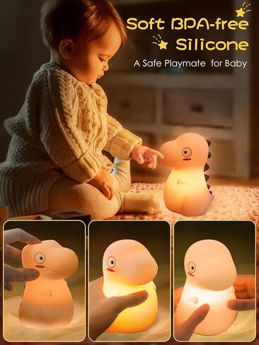 Vsaten Night Light for Kids Room ، ضوء ليلة ديناصور لطيفة مع 7 ألوان تغيير ، مصباح اللمس السيليكون ضوء ليلة ، مصباح السرير بجانب السرير القابل للشحن للرضاعة الطبيعية ، هدية للفتيان ، الأخضر in Saudi Arabia