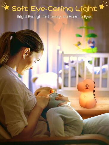 Vsaten Night Light for Kids Room ، ضوء ليلة ديناصور لطيفة مع 7 ألوان تغيير ، مصباح اللمس السيليكون ضوء ليلة ، مصباح السرير بجانب السرير القابل للشحن للرضاعة الطبيعية ، هدية للفتيان ، الأخضر in Saudi Arabia
