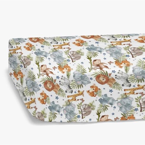 HawSkgFub Woodland Animal Friends Fitted Standard Crib Sheet for Baby Boy Girl, Neutral Forest Deer Bear Fox Owl Toddler Mattress Cover, Soft Stretchy Nursery Bed Sheets Decor Kids Gift 52 x 28 in Saudi Arabia