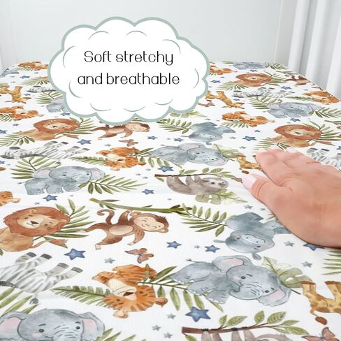 HawSkgFub Woodland Animal Friends Fitted Standard Crib Sheet for Baby Boy Girl, Neutral Forest Deer Bear Fox Owl Toddler Mattress Cover, Soft Stretchy Nursery Bed Sheets Decor Kids Gift 52 x 28 in Saudi Arabia
