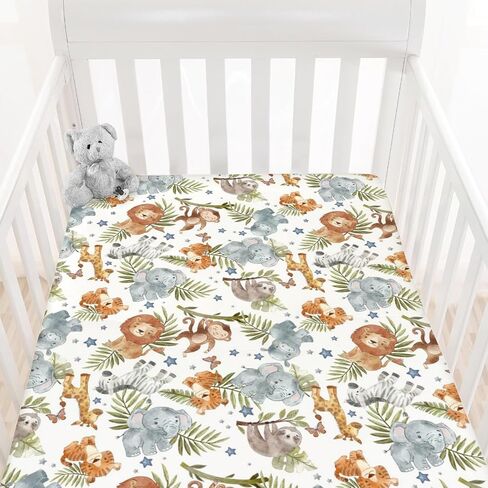 HawSkgFub Woodland Animal Friends Fitted Standard Crib Sheet for Baby Boy Girl, Neutral Forest Deer Bear Fox Owl Toddler Mattress Cover, Soft Stretchy Nursery Bed Sheets Decor Kids Gift 52 x 28 in Saudi Arabia