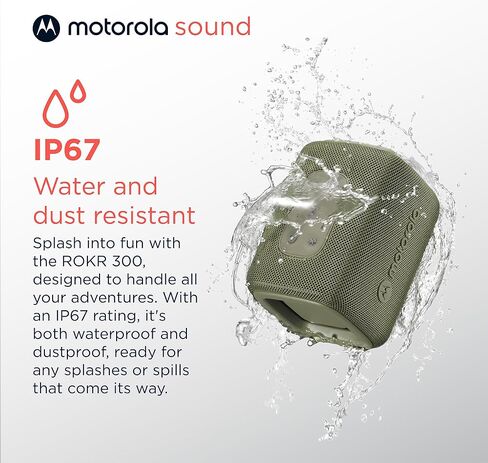 Motorola ROKR 300 Wireless Portable Bluetooth Speaker مع مشعات سلبية مضمنة مزدوجة ، وماء IP67 مقاومة للغبار ، واضحة ، متوافقة مع iPhone ، Blue in Kuwait