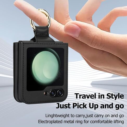 بالنسبة إلى Samsung Galaxy Z Flip 5 Case مع حلقة ، تغطية جلدية متميزة مقاومة للصدمات المضادة للصدمات لـ Galaxy Z Flip5 (الذهب الوردي) in Saudi Arabia