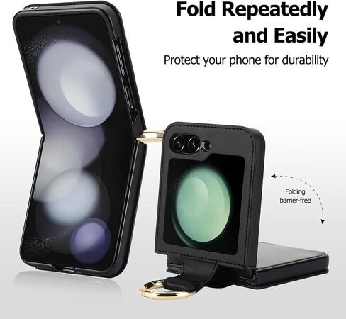 بالنسبة إلى Samsung Galaxy Z Flip 5 Case مع حلقة ، تغطية جلدية متميزة مقاومة للصدمات المضادة للصدمات لـ Galaxy Z Flip5 (الذهب الوردي) in Saudi Arabia