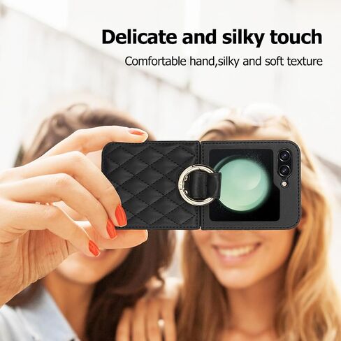 بالنسبة إلى Samsung Galaxy Z Flip 5 Case مع حلقة ، تغطية جلدية متميزة مقاومة للصدمات المضادة للصدمات لـ Galaxy Z Flip5 (الذهب الوردي) in Saudi Arabia