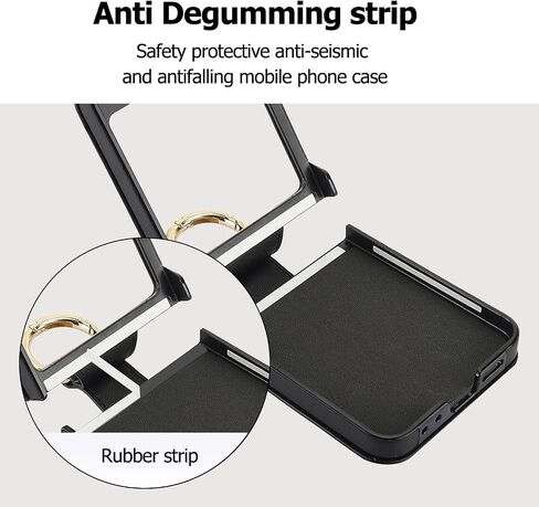 بالنسبة إلى Samsung Galaxy Z Flip 5 Case مع حلقة ، تغطية جلدية متميزة مقاومة للصدمات المضادة للصدمات لـ Galaxy Z Flip5 (الذهب الوردي) in Saudi Arabia