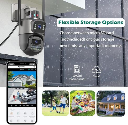 PTZ Security Camera Outdoor, Dual Lens 8X Digital Zoom Outside Cameras for Home Security with Cord, IP66 Waterproof, AI Tracking, Light Alarm, Color Night, 2-Way Talk, 24/7 Record,SD/Cloud in Saudi Arabia