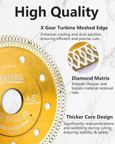 4.5" Diamond Blade for Angle Grinder, Super Thin Tile Cutting Blade for Smooth Cutting, 2Pcs Tile Cuttter Blade for Dry and Wet Cutting Porcelain Ceramic Tile Granite Marbles. in Saudi Arabia