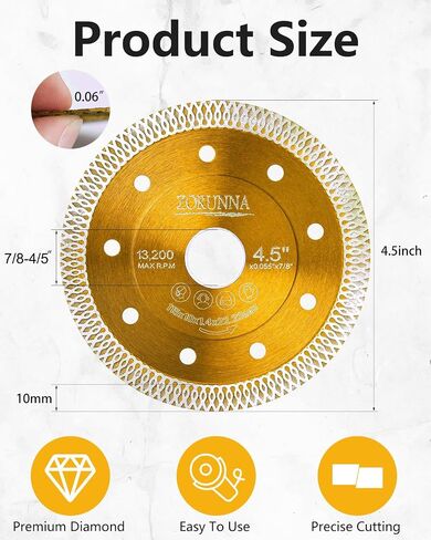 4.5" Diamond Blade for Angle Grinder, Super Thin Tile Cutting Blade for Smooth Cutting, 2Pcs Tile Cuttter Blade for Dry and Wet Cutting Porcelain Ceramic Tile Granite Marbles. in Saudi Arabia