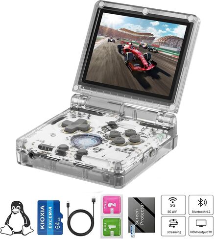 RG35XXSSP Game Game Console RG35XX SP Clamshell Retro Game Console مع 64G TF Card Games 5532 CONSOLE MAMING CONSOLE مع 3.5 بوصة شاشة 3300MAH بطارية 5G WIFI Bluetooth HD GREEN in Kuwait