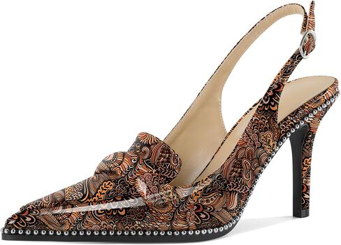 Esvowido Slingback Heels for Women Stilettos Beaded Pointed Toe Shoes Slip On Loafers Pumps High Heel Shoes for Women in Saudi Arabia