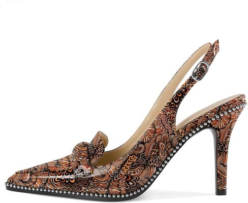 Esvowido Slingback Heels for Women Stilettos Beaded Pointed Toe Shoes Slip On Loafers Pumps High Heel Shoes for Women in Saudi Arabia