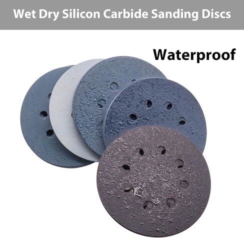 50 Pcs 5" Wet and Dry Sanding Discs Hook and Loop, 5 Inch 8 Holes Silicon Carbide Sanding Discs, 3000/4000/5000/7000/10000 Grit Orbital Sander Sandpaper Assortment in Saudi Arabia