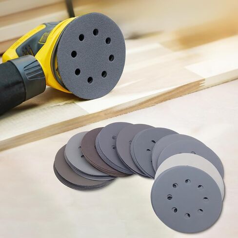 50 Pcs 5" Wet and Dry Sanding Discs Hook and Loop, 5 Inch 8 Holes Silicon Carbide Sanding Discs, 3000/4000/5000/7000/10000 Grit Orbital Sander Sandpaper Assortment in Saudi Arabia