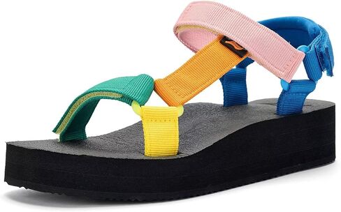 Women's Platform Sandals Casual Adjustable Shoes with Arch Support Yoga Mat Insole Light Weight Flatform Sandals in Kuwait