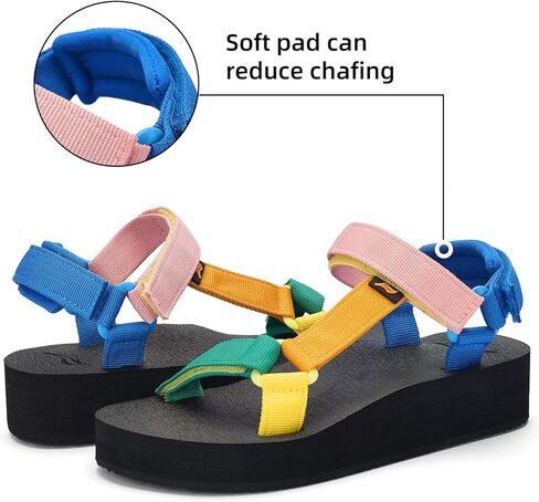 Women's Platform Sandals Casual Adjustable Shoes with Arch Support Yoga Mat Insole Light Weight Flatform Sandals in Kuwait