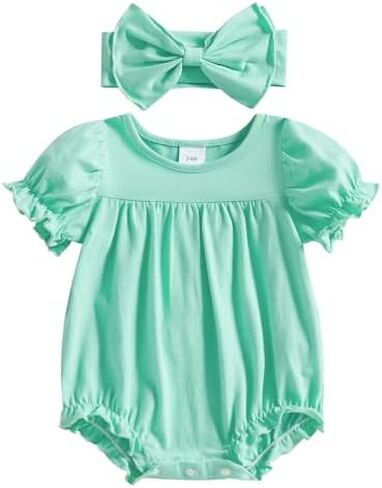 Baby Girls Spring Summer Clothes Newborn Smocked Romper Bubble Vintage Bodysuit Outfit in Kuwait