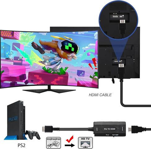 Ozvavzk N64 to HDMI Adapter Converter for N64/SNES/NGC Retro Game Console, Support 16:9/4:3 Conversion, HD 1080P/720P Display, Plug and Play(Include Hdmi Cable) (N64 to HDMI) in Saudi Arabia