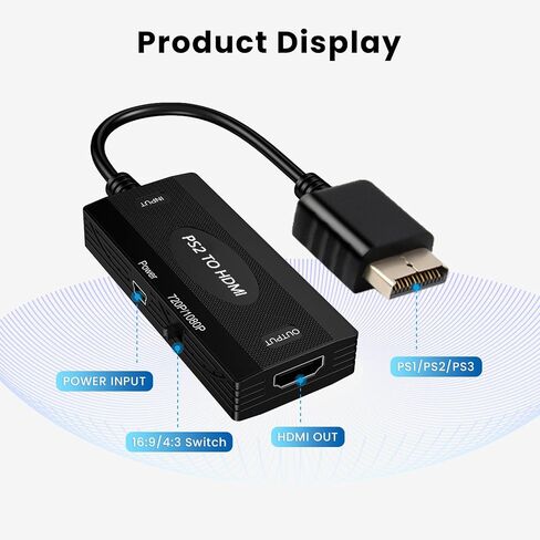 Ozvavzk N64 to HDMI Adapter Converter for N64/SNES/NGC Retro Game Console, Support 16:9/4:3 Conversion, HD 1080P/720P Display, Plug and Play(Include Hdmi Cable) (N64 to HDMI) in Saudi Arabia