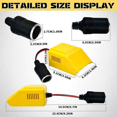 Adapter 20V to 12V Step Down Converter for Dewalt 20V, Power Wheels Battery Adapter with Cigarette Lighter Connector, Buck Converter with DC Port & Wire Terminal for Golf Cart RC Car, Heated Jacket in Saudi Arabia