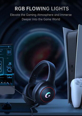CM7002 Gaming Headset for PS5, PS4, PC, Mac, Switch, Xbox Series, Surround Sound RGB Gaming Headphones with Noise Canceling Microphone, 50MM Dynamic Drivers, 3.5MM Audio Jack, Light White in Kuwait
