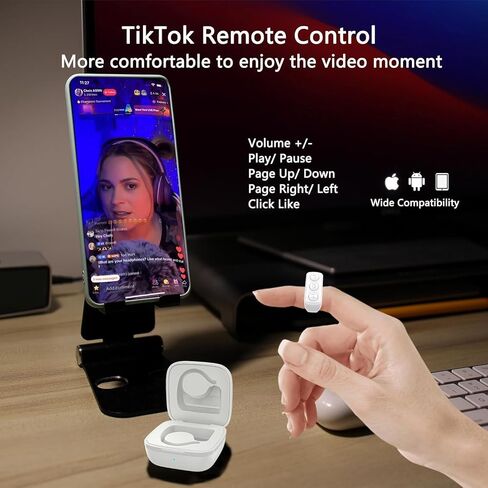 جهاز تحكم عن بعد TikTok لـ TikTok، مشغل صفحة بلوتوث لأجهزة iPad/Kindle App/iPhone/Android، حلقة تمرير TikTok (أبيض) in Kuwait
