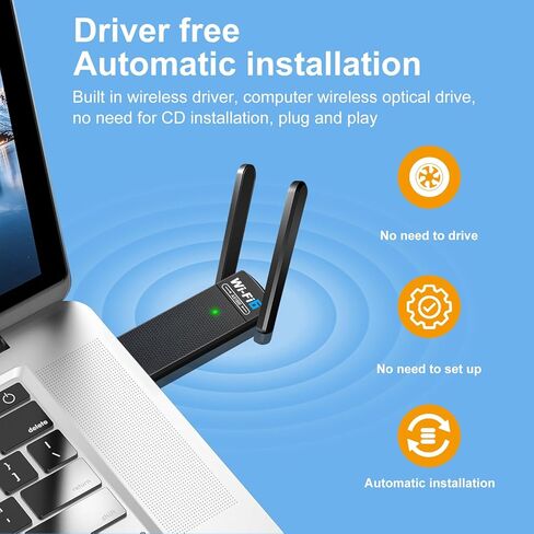 محول WiFi6 USB WIFI6 اللاسلكي للكمبيوتر الشخصي 3DBI هوائي 5G/2.4G محول WIFI لأجهزة الكمبيوتر المحمولة سطح المكتب Windows11/10/7 ، محول لاسلكي لمحول شبكة كمبيوتر سطح المكتب in Kuwait