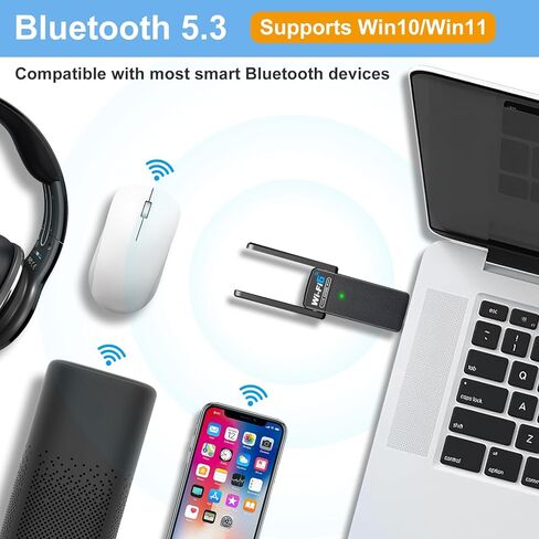 محول WiFi6 USB WIFI6 اللاسلكي للكمبيوتر الشخصي 3DBI هوائي 5G/2.4G محول WIFI لأجهزة الكمبيوتر المحمولة سطح المكتب Windows11/10/7 ، محول لاسلكي لمحول شبكة كمبيوتر سطح المكتب in Kuwait
