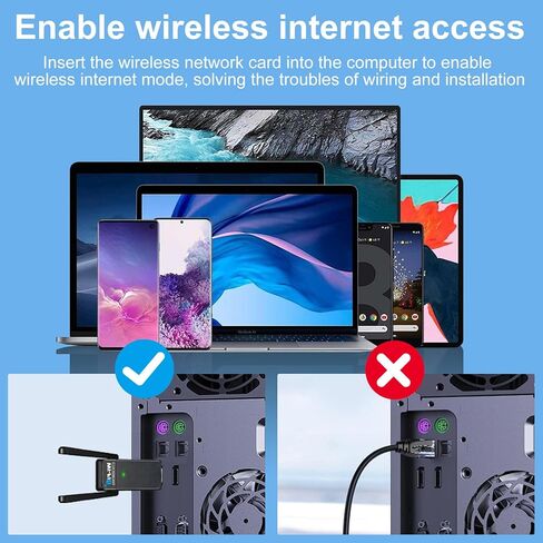 محول WiFi6 USB WIFI6 اللاسلكي للكمبيوتر الشخصي 3DBI هوائي 5G/2.4G محول WIFI لأجهزة الكمبيوتر المحمولة سطح المكتب Windows11/10/7 ، محول لاسلكي لمحول شبكة كمبيوتر سطح المكتب in Kuwait