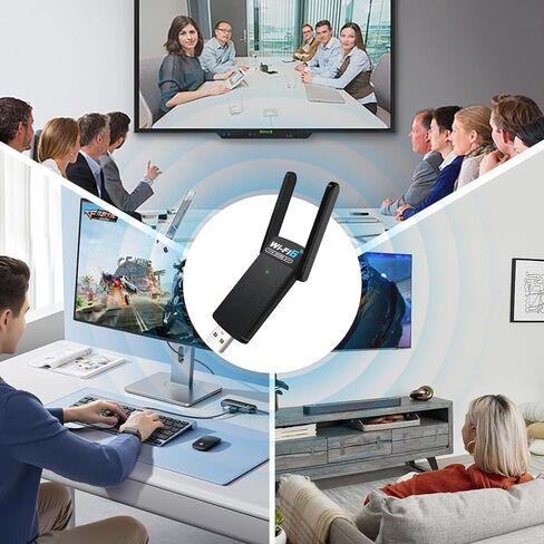 محول WiFi6 USB WIFI6 اللاسلكي للكمبيوتر الشخصي 3DBI هوائي 5G/2.4G محول WIFI لأجهزة الكمبيوتر المحمولة سطح المكتب Windows11/10/7 ، محول لاسلكي لمحول شبكة كمبيوتر سطح المكتب in Kuwait