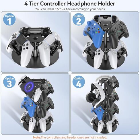 Headset Stand 4 Tiers for Desk, Rotatable Gaming Controller Stand for PS5/PS4/Xbox/Switch2/PS Portal/Phone, Universal PC Gamer Gift Accessory Controller/Headphone Holder for 12 Packs Controller in Kuwait