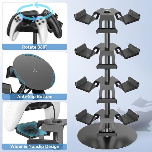 Headset Stand 4 Tiers for Desk, Rotatable Gaming Controller Stand for PS5/PS4/Xbox/Switch2/PS Portal/Phone, Universal PC Gamer Gift Accessory Controller/Headphone Holder for 12 Packs Controller in Kuwait