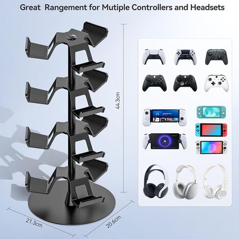 Headset Stand 4 Tiers for Desk, Rotatable Gaming Controller Stand for PS5/PS4/Xbox/Switch2/PS Portal/Phone, Universal PC Gamer Gift Accessory Controller/Headphone Holder for 12 Packs Controller in Kuwait