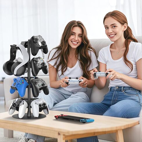 Headset Stand 4 Tiers for Desk, Rotatable Gaming Controller Stand for PS5/PS4/Xbox/Switch2/PS Portal/Phone, Universal PC Gamer Gift Accessory Controller/Headphone Holder for 12 Packs Controller in Kuwait