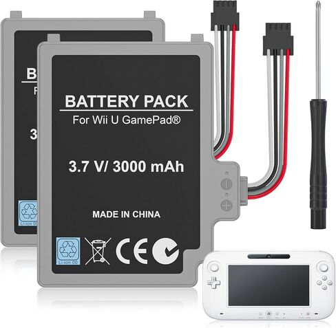 حزمة بطارية 2PCS لـ Wii U Gamepad ، استبدال البطارية القابل لإعادة الشحن مع مفك البراغي لـ Nintendo Wii U Gamepad WUP-012 ، WUP-010 in Kuwait
