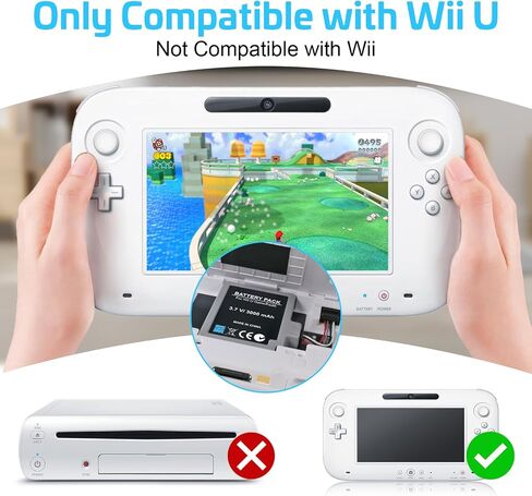 حزمة بطارية 2PCS لـ Wii U Gamepad ، استبدال البطارية القابل لإعادة الشحن مع مفك البراغي لـ Nintendo Wii U Gamepad WUP-012 ، WUP-010 in Kuwait