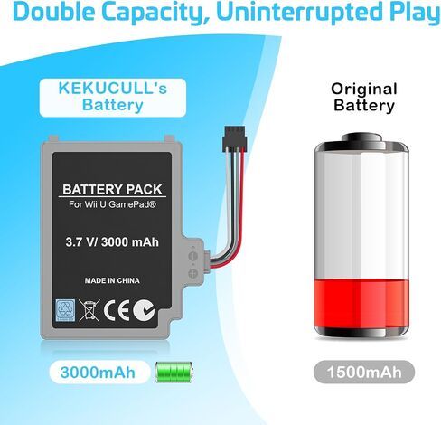 حزمة بطارية 2PCS لـ Wii U Gamepad ، استبدال البطارية القابل لإعادة الشحن مع مفك البراغي لـ Nintendo Wii U Gamepad WUP-012 ، WUP-010 in Kuwait