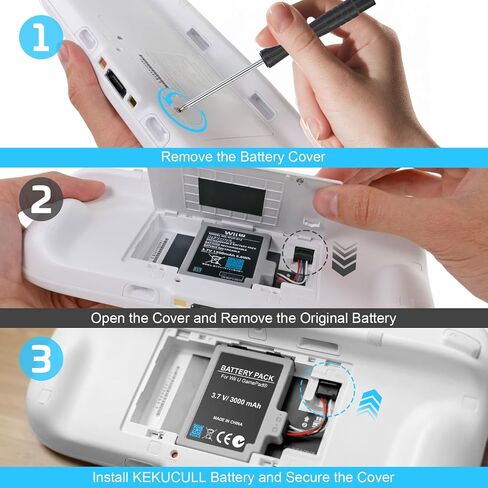 حزمة بطارية 2PCS لـ Wii U Gamepad ، استبدال البطارية القابل لإعادة الشحن مع مفك البراغي لـ Nintendo Wii U Gamepad WUP-012 ، WUP-010 in Kuwait