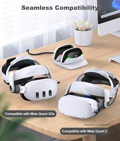 Battery Head Strap for Quest 3S/Quest 3/Quest 2-6700mAh Battery Oculus Head Strap for Extend Playtime 2-3 Hours, Comfortable VR Head Strap with Enhanced Support to Reduce Pressure in Kuwait