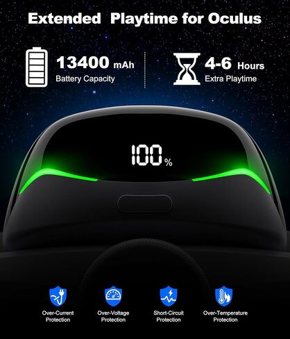 Battery Head Strap for Quest 3S/Quest 3/Quest 2-6700mAh Battery Oculus Head Strap for Extend Playtime 2-3 Hours, Comfortable VR Head Strap with Enhanced Support to Reduce Pressure in Kuwait