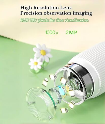1000X Portable Digital Microscope, 2MP Macro Handheld Microscope 2.0 Inch IPS Color Screen with 8 LED Lights, Mini Microscope, One Click Photo & Video (Yellow) in Saudi Arabia